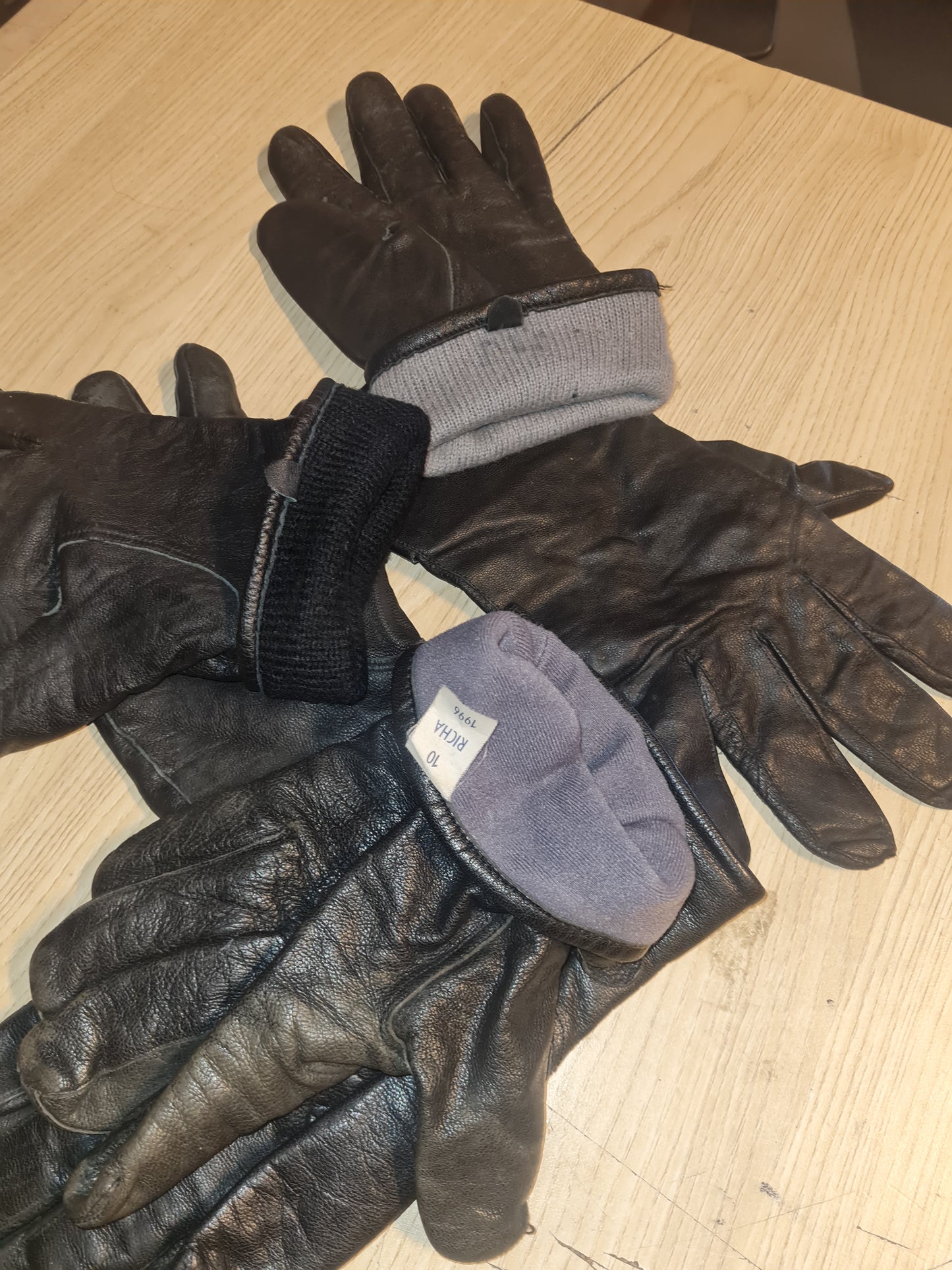 Original Holländische Armee Handschuhe Leder Winter Kälteschutz schwarz / grau