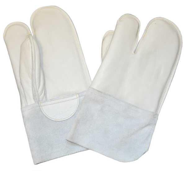 Arbeitshandschuhe Original Bundeswehr 3 Finger Leder / Aramid weiß neuwertig