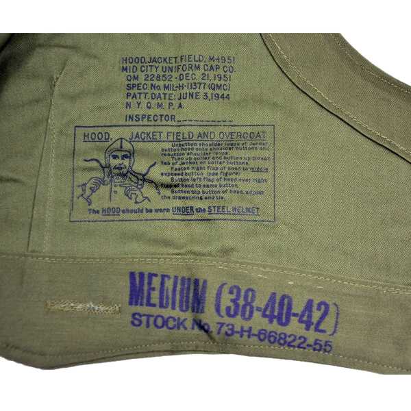 Kapuze original US Army Hood Jacket Field. M-1951 Korea Krieg Vietnam