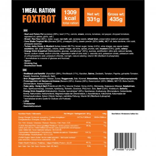 Taktische Foodpack-Rationen 1 Meal Ration FOXTROT 331g