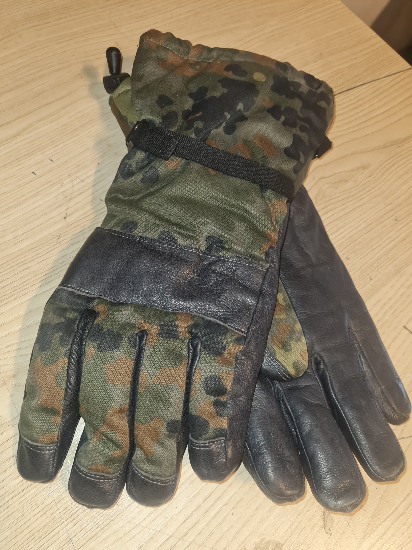 Original Bundeswehr Kampfhandschuhe Winter Flecktarn Fingerhandschuhe Leder