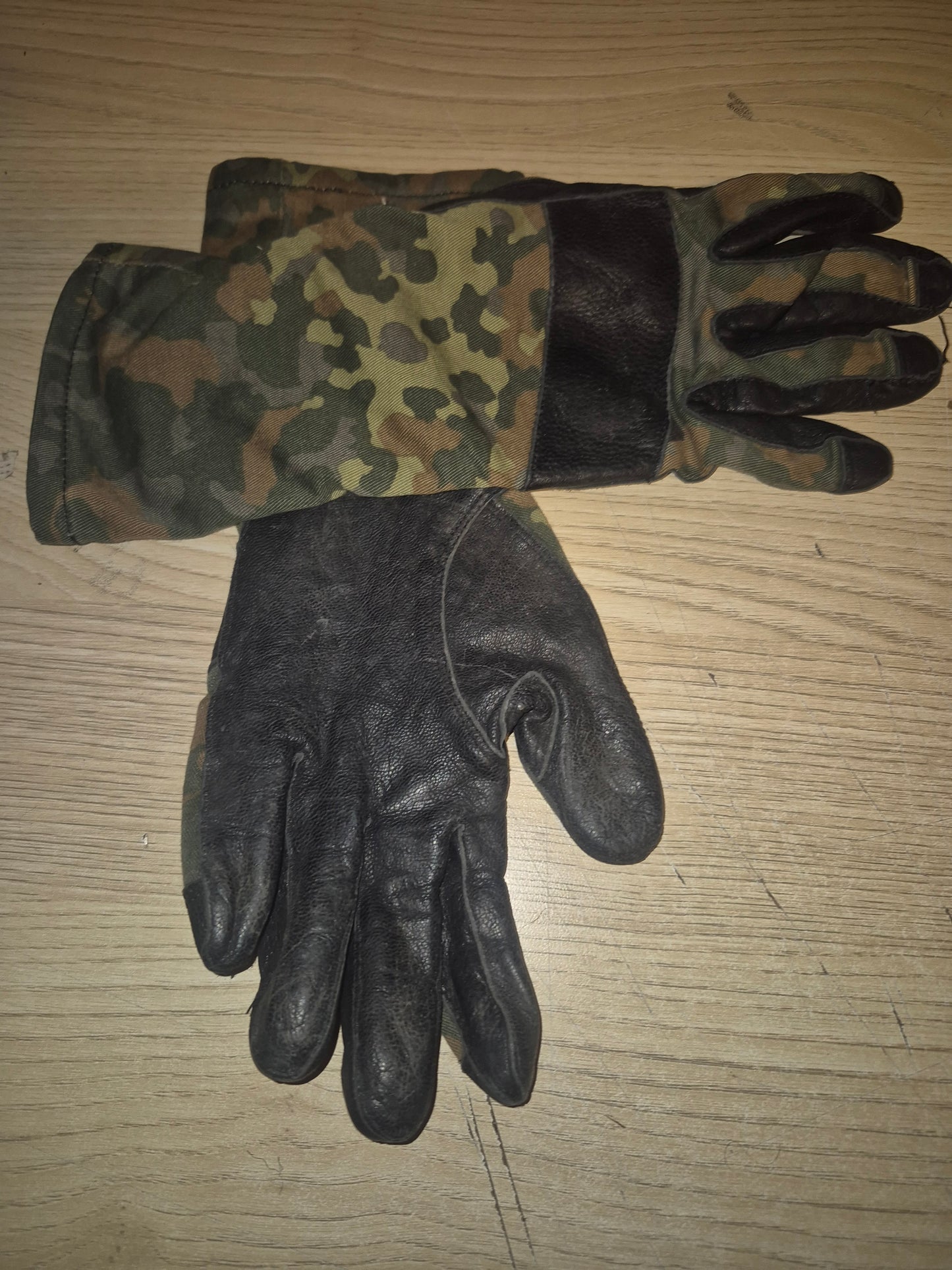 Original Bundeswehr Kampfhandschuhe Winter Flecktarn Fingerhandschuhe Leder