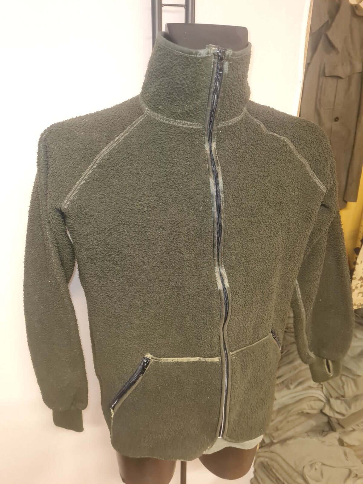 Original Holländische Armee Fleece Jacke Kälteschutz BÄR grün schwer entflammbar